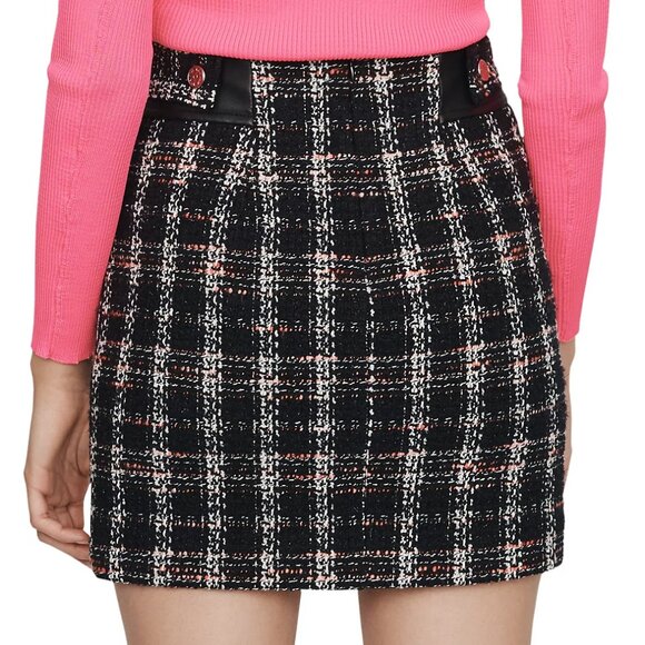 NWT Maje Jisido Faux Leather Detail Tweed Mini Skirt ASO Katy Keene - Picture 5 of 11
